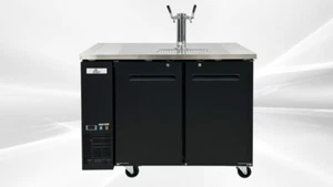 NEW 48" Commercial Beer Kegerator 2 Tap Dispenser Refrigerator Keg Black NSF ETL - Picture 1 of 9