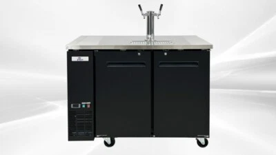 NUEVO 48" Comercial Cerveza Kegerator 2 Grifos Dispensador Nevera Barril Negro NSF ETL Foto 1 de 4