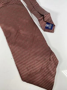Mens Tie Geometric Abstract Stripped Pattern Nautica Costa Rica Red Brown - Picture 1 of 5