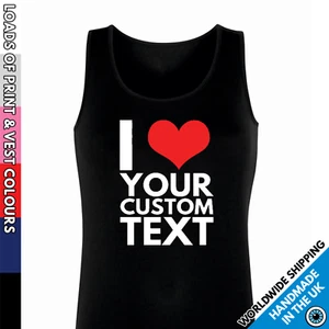Damas I Heart Your Custom Text Chaleco - Mujeres Personalizada Impreso Camiseta sin mangas Regalo - Imagen 1 de 7