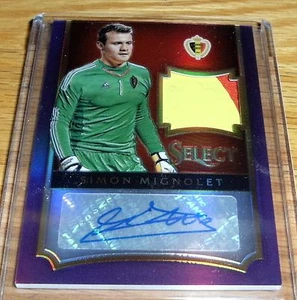 2015 PANINI SELECT SOCCER SIMON MIGNOLET JERSEY AUTO # 02/15 PURPLE BELGIUM - Picture 1 of 2