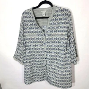 Catherines Women's Size 2X Tunic Button Down Blue and White Shirt - Picture 1 of 6
