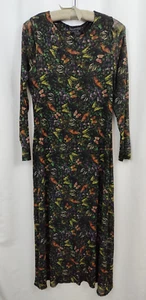 Johnny Was Midnight Mariposa Mesh Midi Dress Women's Medium Black Butterfly Jade - Picture 1 of 11