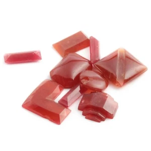 Lot (9) vintage Deco geometric carnelian red glass rhinestones cabochons - Picture 1 of 2