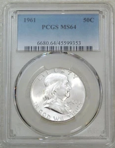 1961 Franklin Half Dollar PCGS MS64 95% FBL Frosty Just Graded New Holder #Q224V - Bild 1 von 3