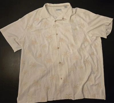 Camisa hawaiana Tommy Hilfiger blanca y palma doblada 100 % seda para hombre talla XXXL/TTTG Foto 1 de 3