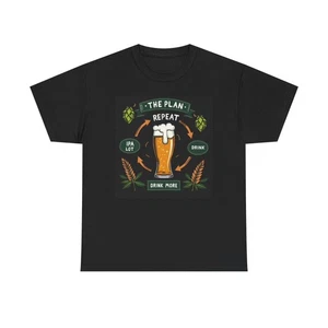 The Plan Drink Beer lustige Grafik T-Shirt Unisex schwere Baumwolle Tee - Bild 1 von 5