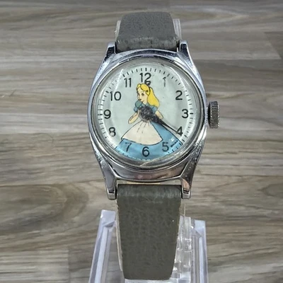 Винтажные часы Disney 1950-е Алиса в стране чудес с механическим заводом работают! - Изображение 1 из 4