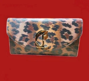 Christian Louboutin Clutch Leopard Print Red Lining Leather Sold-Out Rare Find - Picture 1 of 24