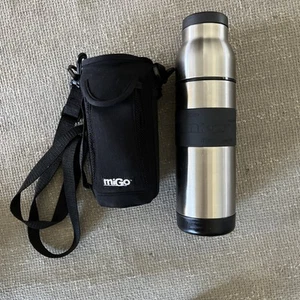 Travel Hiking Thermos Tote Bag Cup Shoulder Strap 34oz Stainless Steel FREESHIP - Picture 1 of 12