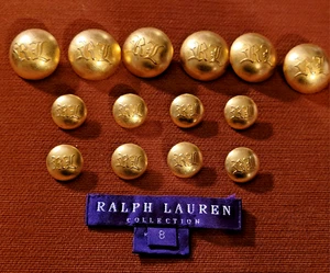 Bottoni di ricambio vintage Ralph Lauren etichetta viola 14 tono oro con etichetta - Foto 1 di 5