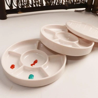 Imitation Porcelain Round Palette With Lid Acrylic Watercolor Painting - Image 1 of 4