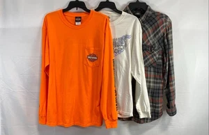 Harley-Davidson Men Multicolor Solid Long Sleeve Casual Shirt Bundle L - Picture 1 of 8