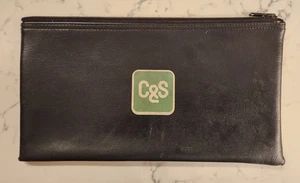 Vintage C&S CITIZENS And Southern NATIONAL Bank Zippered Money Bag Black Green - Picture 1 of 5