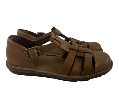 Clarks Blake Moss Fisherman Sandal Tan Leather Buckle Flat Closed Toe Womens 7.5 - Image 1 of 4