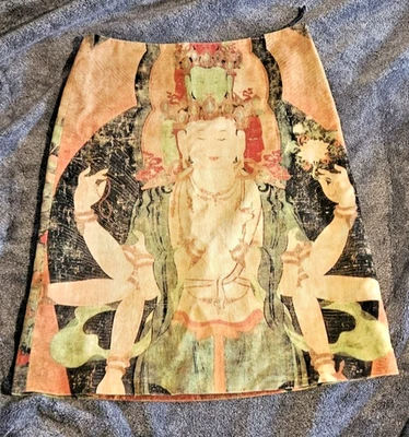 Falda Buda Vivienne Tam Vintage Años 90 Terciopelo Diseñador Talla 1 Declaración Grial Foto 1 de 4