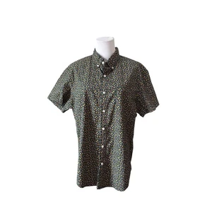 J. Camisa Floral Verde Lavado Flexible Clásica Cuello Redondo GRANDE Normcore Mascarilla - Imagen 1 de 11