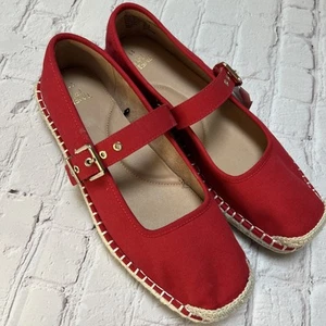 Neu mit Etikett Time & Tru Damen-Espadrille 11 rot Mary Jane Memory Foam - Bild 1 von 8