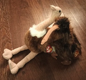 Vintage Set Ty Large Plüsch Beanie Buddy Stretch Straußenschnabel pelzige Kiwis Vögel neu mit Etikett - Bild 1 von 7