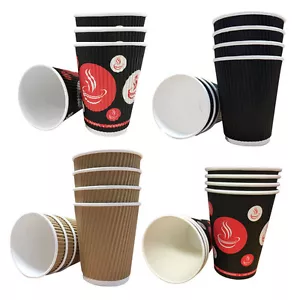 Belgravia Black Kraft and Red/Blk Ripple Cups Mocha,latte Cappo,Choc,Tea - Picture 1 of 1
