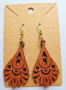Wooden Earrings Boho, African, Rustic, Jewellery, Beauty, Dangling, piercing, - Picture 1 of 12