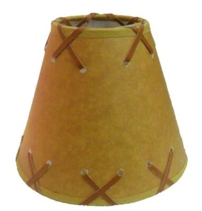 Rustic Oiled Kraft Laced Candelabra Lamp Shade - 6" - Picture 1 of 8