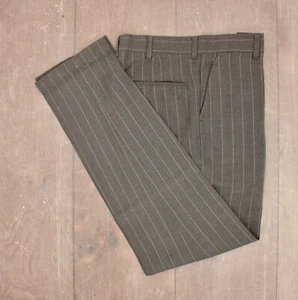 Men's VTG 1960s NOS Grey Pinstripe Tapered Drop Loop Pants 32x31.5 60s Trousers - Picture 1 of 6