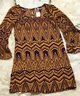 J&M CLOTHING Gameday Dress Size S Bell Sleeve  NWT Large PURPLE GOLD Yellow