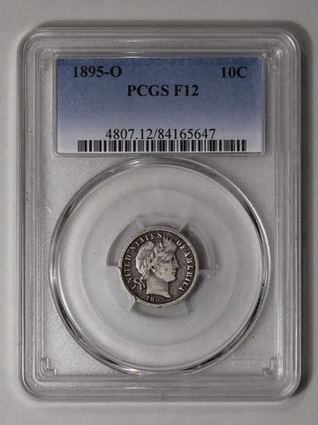 1895-O 10C Barber Dime PCGS F12 Cover