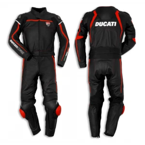 Ducati Motard Moto Balade CE Armure Véritable Cuir Courses Hommes Veste Costume - Imagen 1 de 4