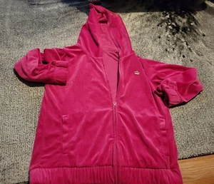 Juicy Couture Hoodie Womens XL Pink Velvet Zip Up Jacket Pockets  - Picture 1 of 6