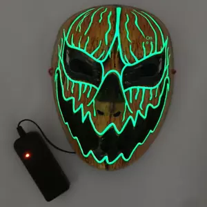 2022 LED Mask Luminous Glowing Halloween Mask Neon EL Mask Halloween Cosplay Ma - Picture 1 of 1