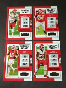 2021 Contenders Chiefs Patrick Mahomes Kelce Hill Mathieu Season Ticket Team LOT - Bild 1 von 2