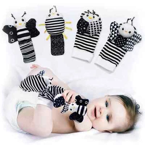 Baby Rattle Socks & Wrist Toys (Set E) - Newborn Toys for Baby Boy or Girl - Bra - Picture 1 of 5