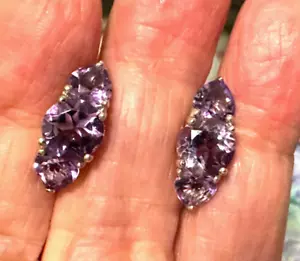 Amethyst White Gold Plated In 925 Sterling Silver Earrings - Picture 1 of 6