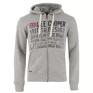 Lee Cooper, Men's Designer Hoodie, Zip Up Graphic Print, London, Time Money Is - Picture 1 of 3