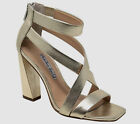 $222 Charles David Women's Gold Vanguard Block Heel Sandal Shoes Size US 7.5 M