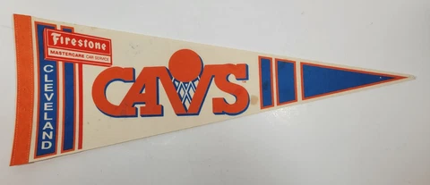 Vintage Cleveland Cavs Pennant 9"x 23" Firestone Mastercare Car Service Cover