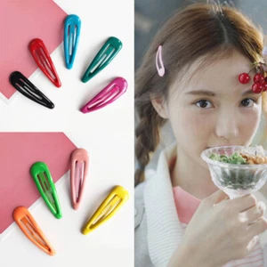 Women's Hair Clip Glitter Metal Candy Color Barrette Snap Waterdrop Hairpin 5c 