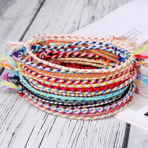 Handmade Woven Tassel Knots Thread Rope Jewelry Women Men String Bracelets - Picture 1 of 31