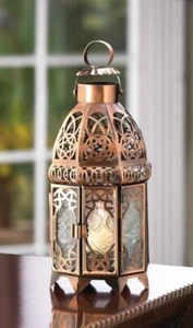COPPER MOROCCAN CANDLE HOLDER LAMP LANTERN WEDDING TABLE DECORATION CENTERPIECE - Picture 1 of 3
