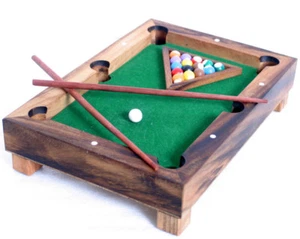 Game Exeutive Gift Desktop Pool Table Miniature Black Walnut Wood Complete Mini - Picture 1 of 8