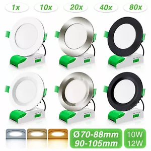 10W/12W LED Downlight 70/90mm Tri Color Changeable Dimmable Flat/Recessed Light - Picture 1 of 18