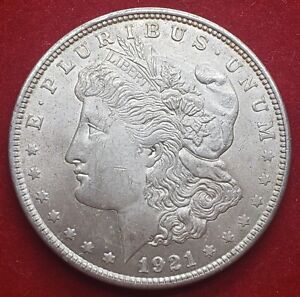 ◇MintSF◇1921-P, Morgan Silver Dollar,  Almost Uncirculated, (AU), $1.00