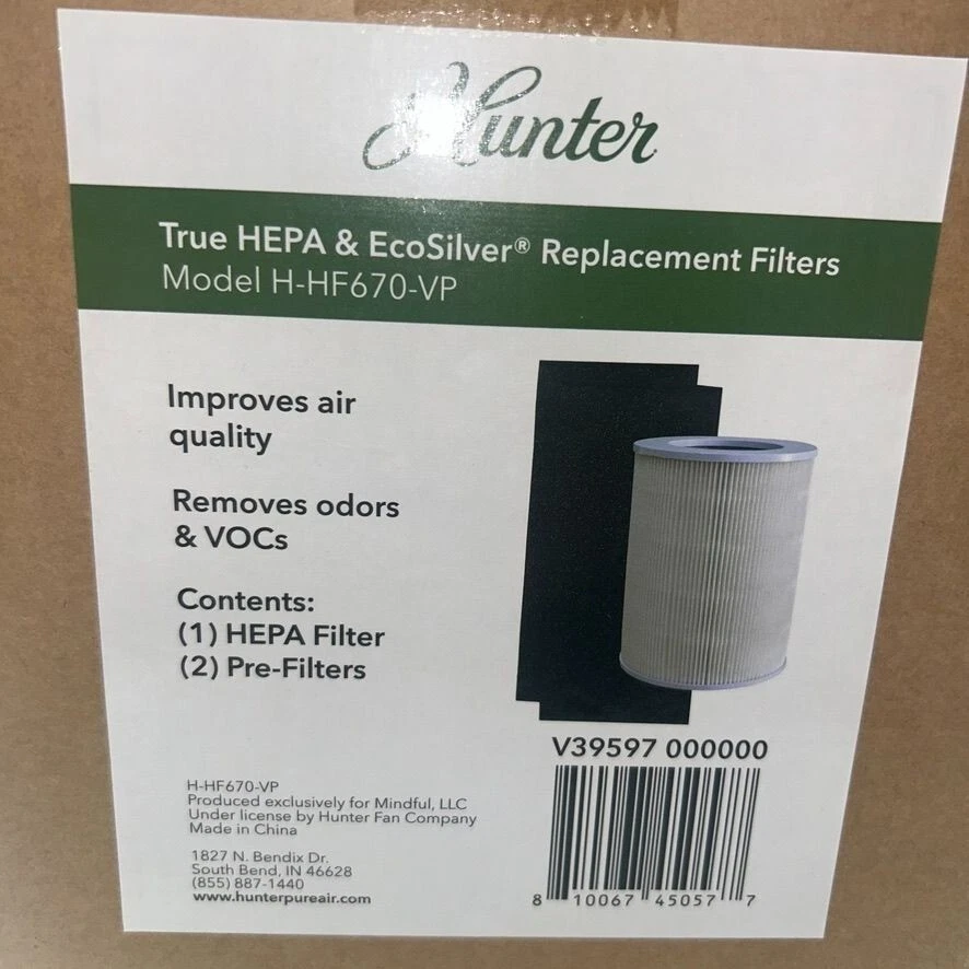 Hunter True HEPA & EcoSilver Replacement Filter Model H-HF670-VP Open Box