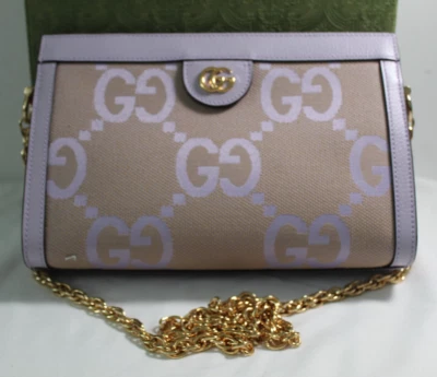 NUEVO CON ETIQUETAS Gucci Jumbo GG Marco Extraíble Cadena Correa Bolso de Hombro Bolso de Mano Lila 503877 Foto 1 de 4