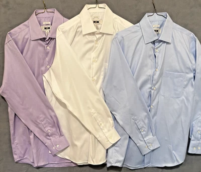 3 Camisas de vestir Joseph Abboud para hombre 100 % algodón egipcio manga larga 15 1/2 32/33 Foto 1 de 4