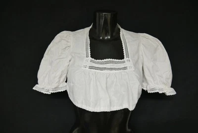 Gr.38 Dirndlbluse weiß Bluse für Dirndl Straßer Baumwolle mit Spitze B11268 - Bild 1 von 4