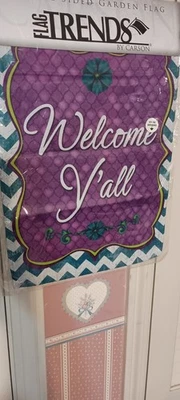 BANDERA DE JARDÍN POR FLAGTRENDS-DOBLE CARA-BIENVENIDO A TODOS-MIP Foto 1 de 2