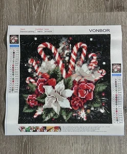 Quadro Diamante Rifinito Completo 3D Wall Art 12x12”Bastoncini Caramelle Natale - Foto 1 di 6